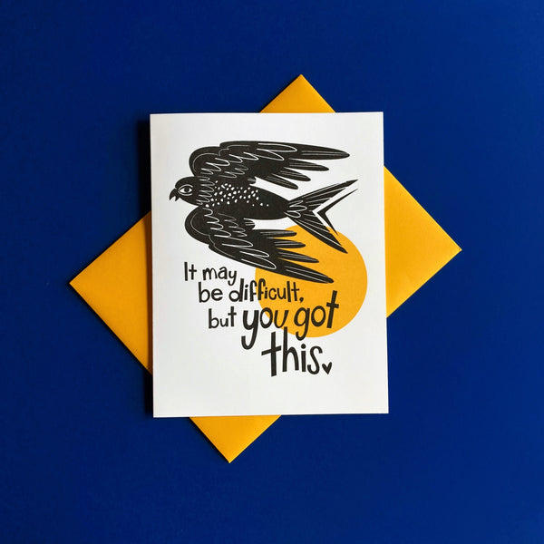 You Got This Bird risograph greeting card